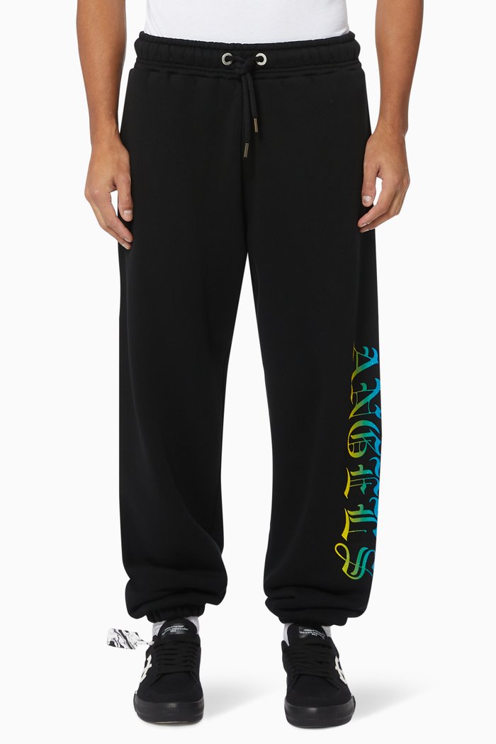 Gothic Logo Cotton Sweatpants, Black