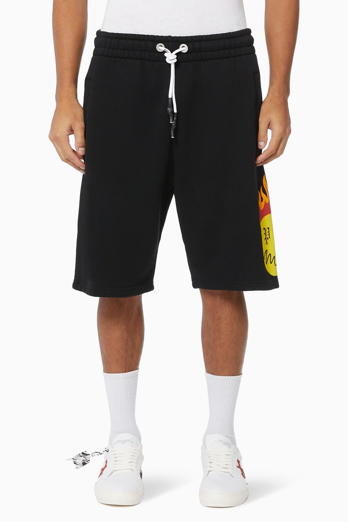 

Burning Head Cotton Track Shorts, Black