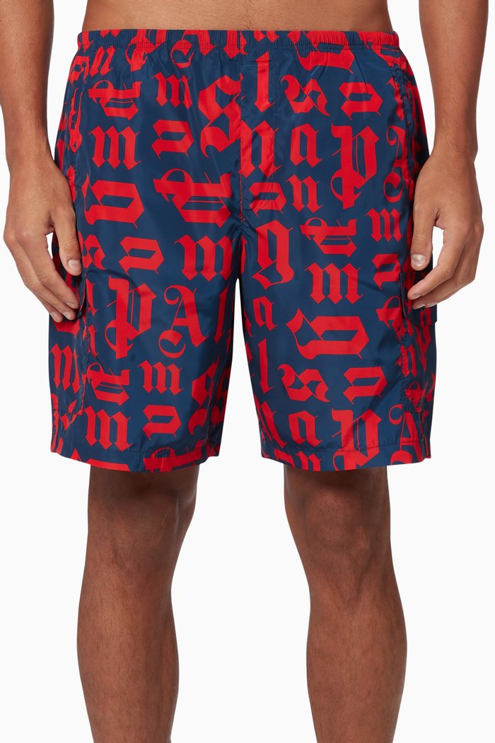 

Broken Monogram Swim Shorts, Blue