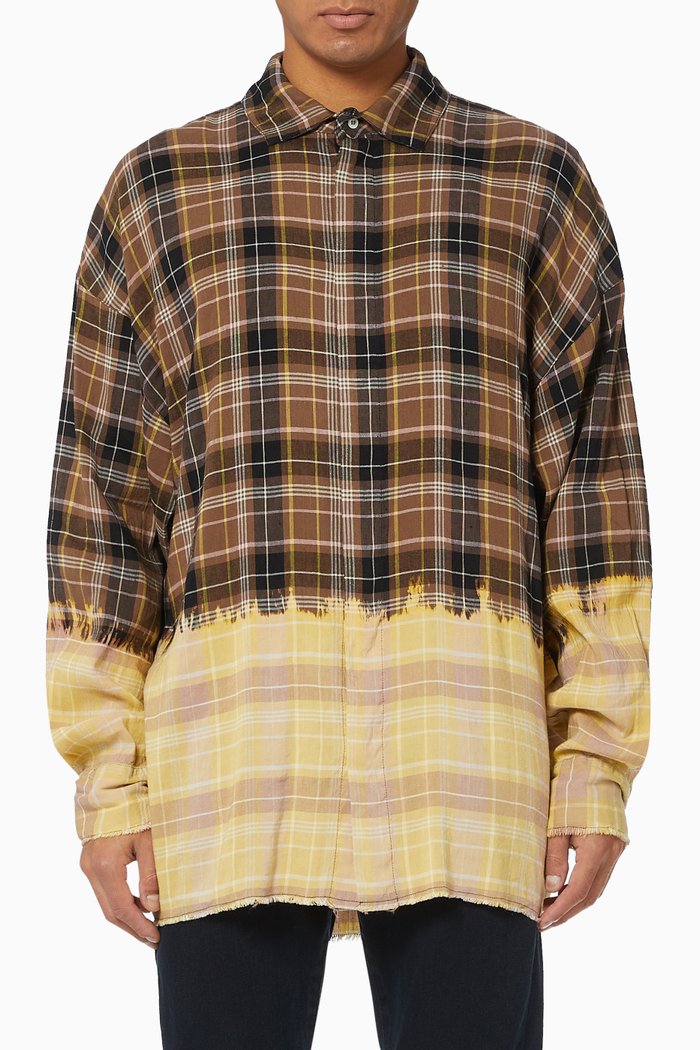 

Logo Loose Linen Flannel Overshirt, Brown