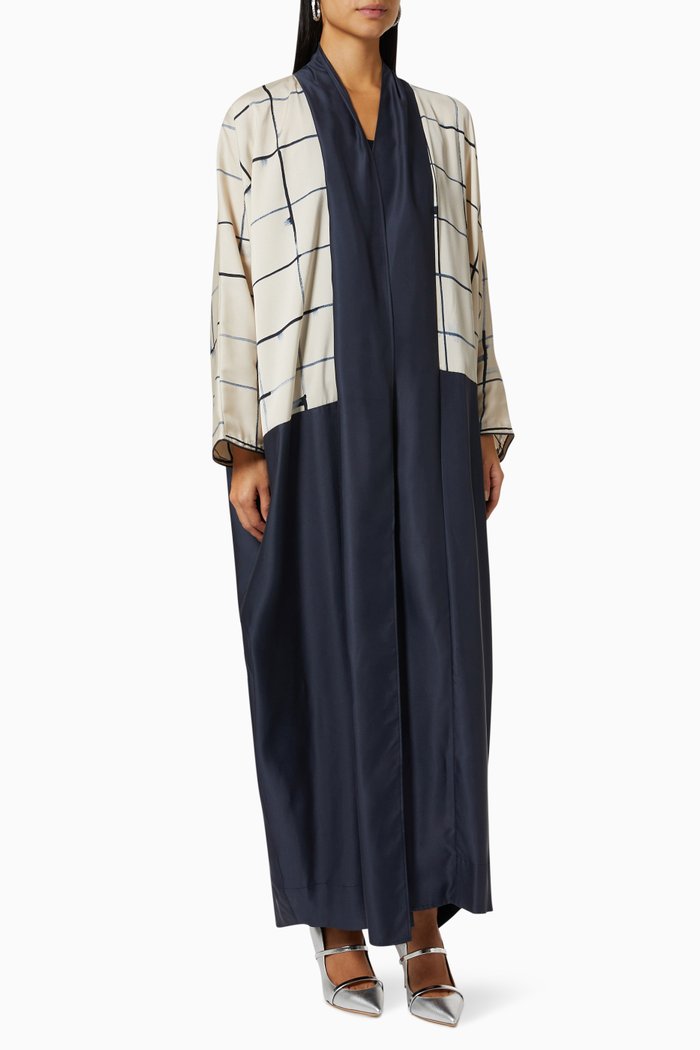 

Check Patterned Abaya, Blue