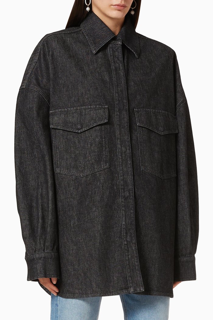 

Oversized Denim Shirt, Black