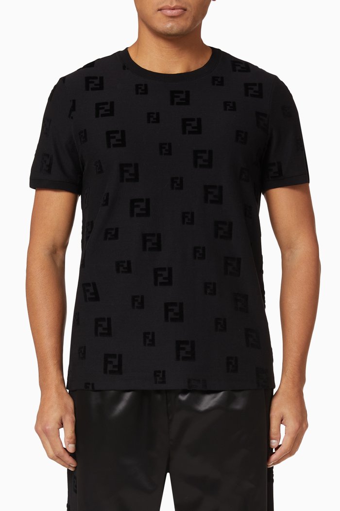 

FF Chenille Cotton Jersey T-Shirt, Black