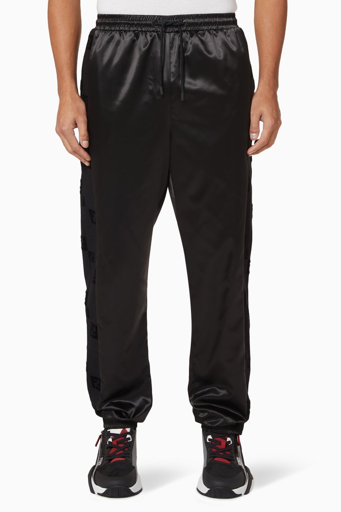 

FF Side Panel Satin Trousers, Black