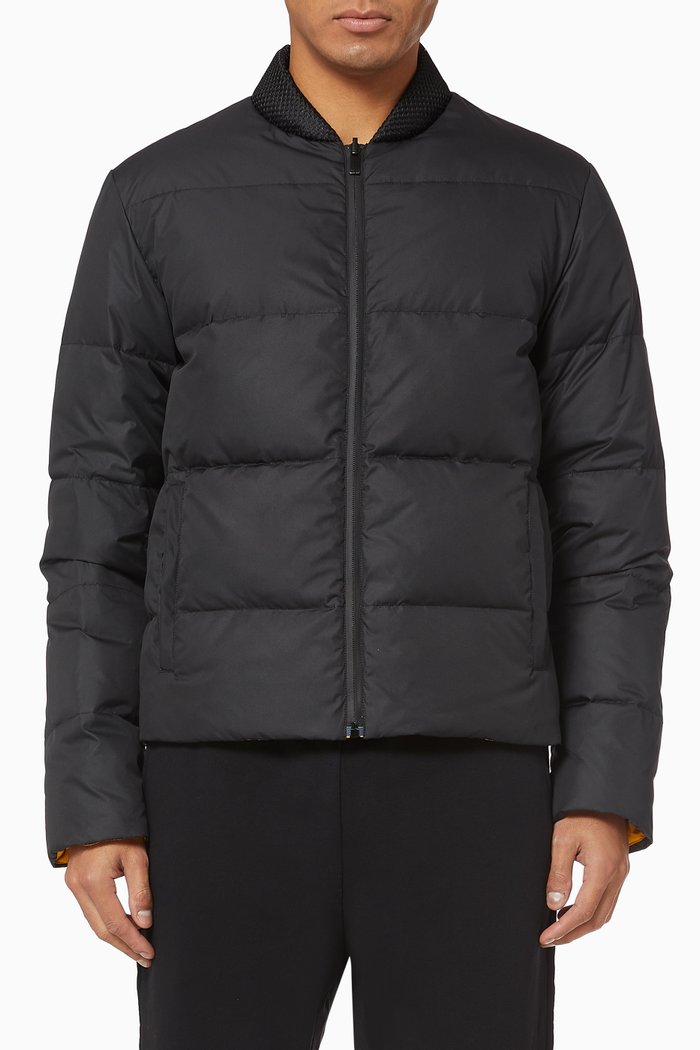 Nylon Reversible Down Jacket, Black