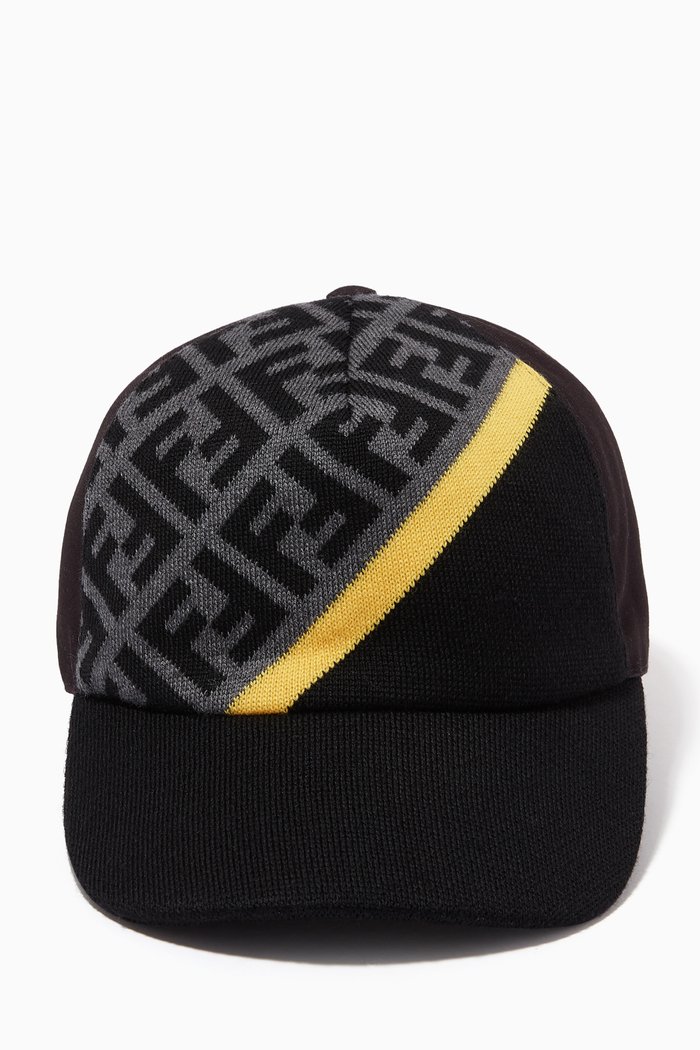 

Baseball Cap in FF Jacquard & Canvas, Black