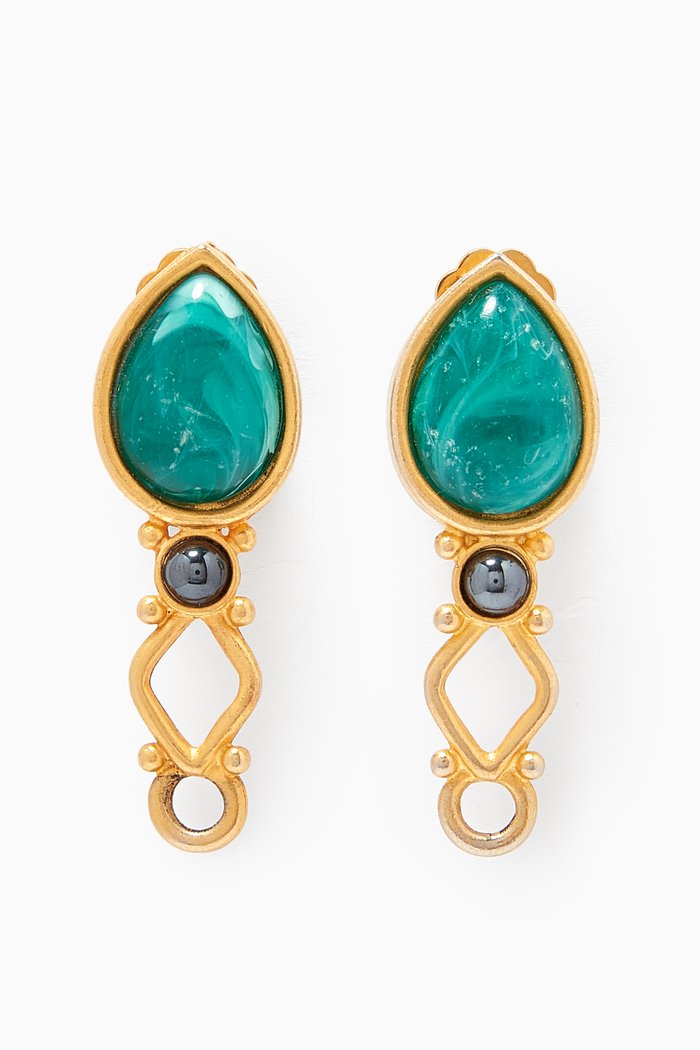 

Stone Clip Earrings, Gold