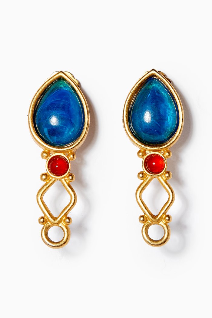 

Stone Clip Earrings, Gold