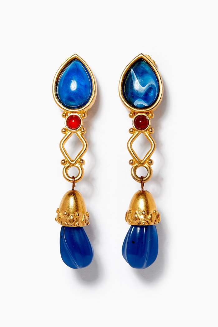 

Stone Clip Earrings, Gold
