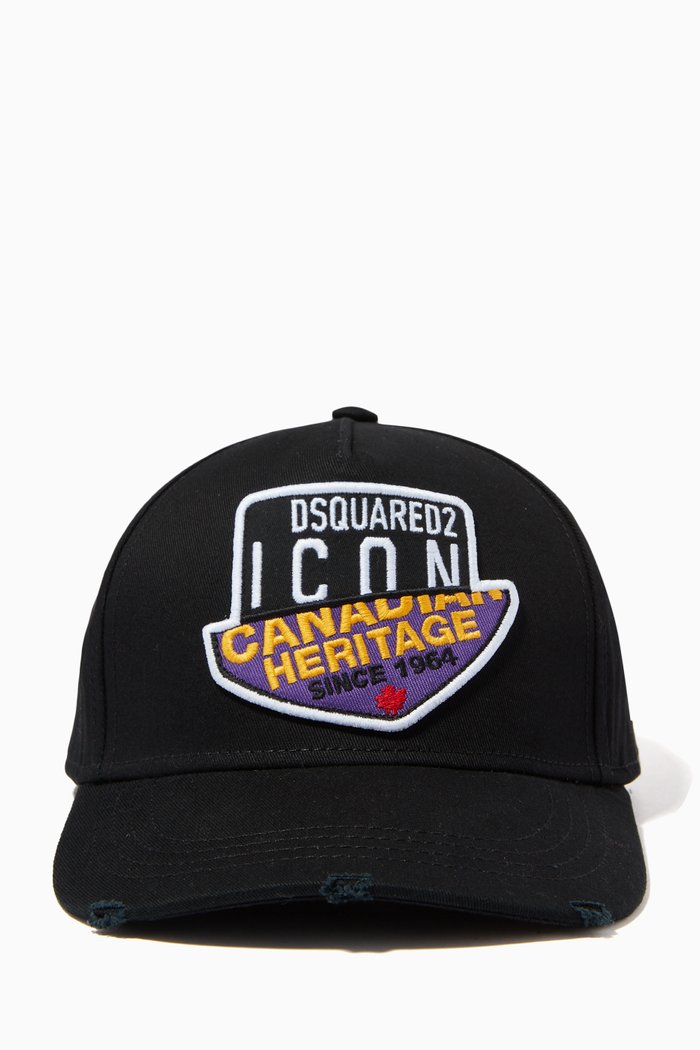 

Icon Split Patch Embroidered Cap in Cotton, Black