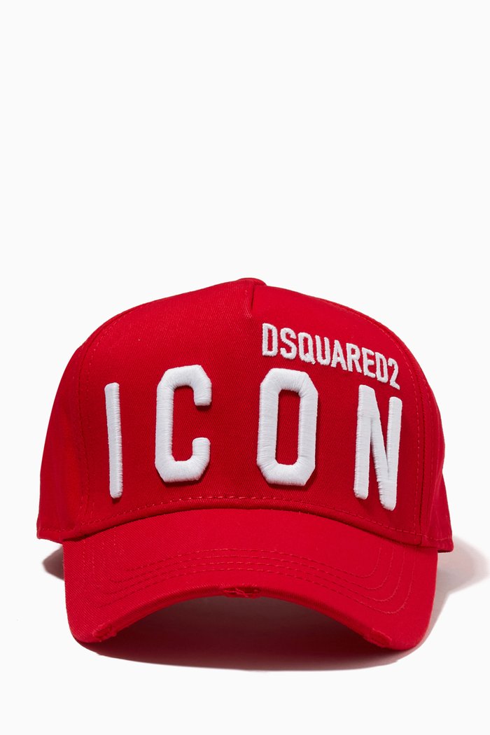 

Icon Logo Embroidered Cap in Cotton, Red