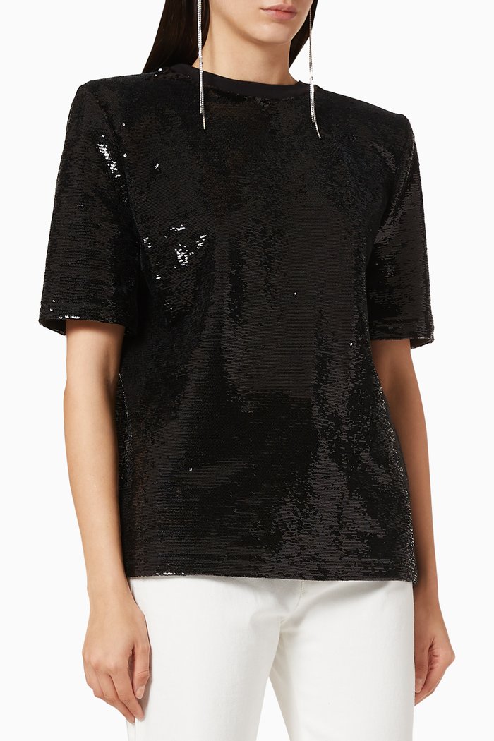 

Sequin Embellished T-Shirt, Black