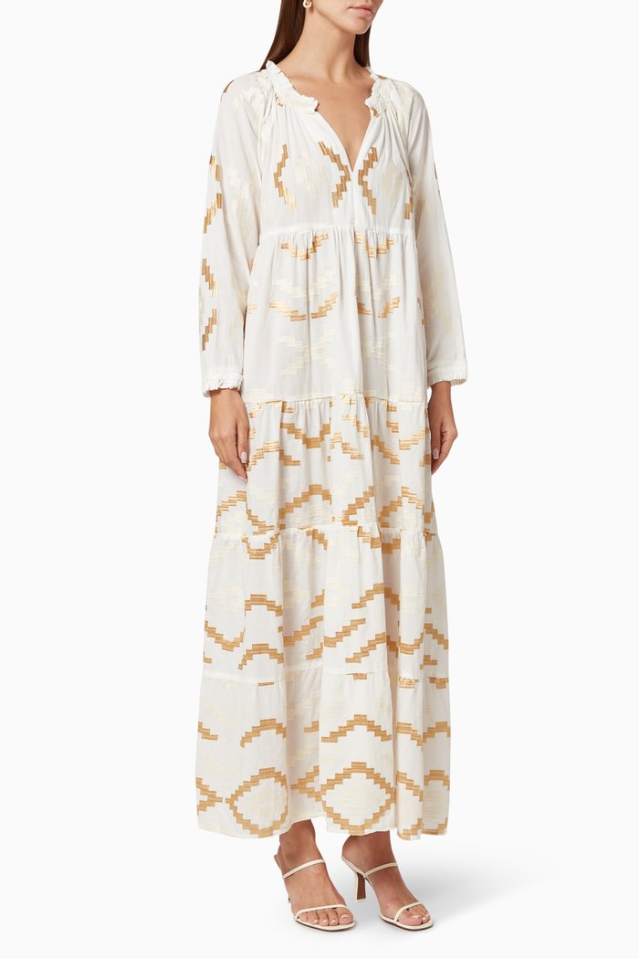 

Tiered Printed Dress, White