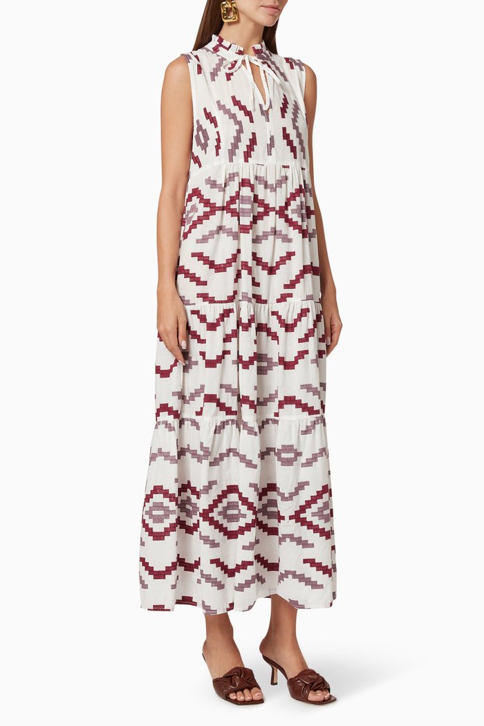 

Printed Tiered Dress, Purple