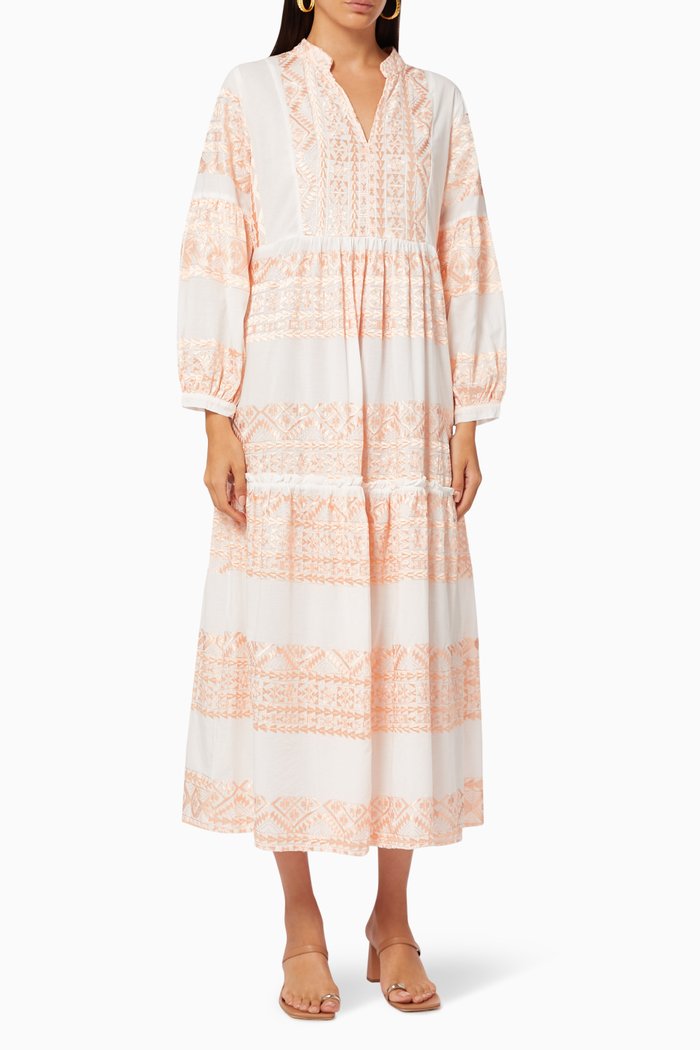 

Embroidered Dress in Cotton, White