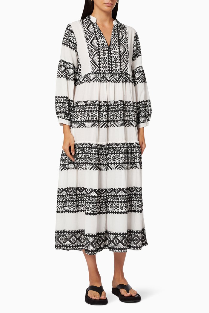 

Embroidered Dress in Cotton, White