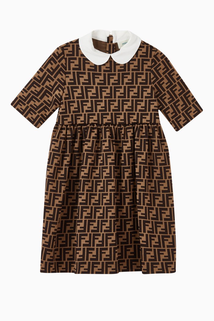 

FF Logo Flared Dress, Brown