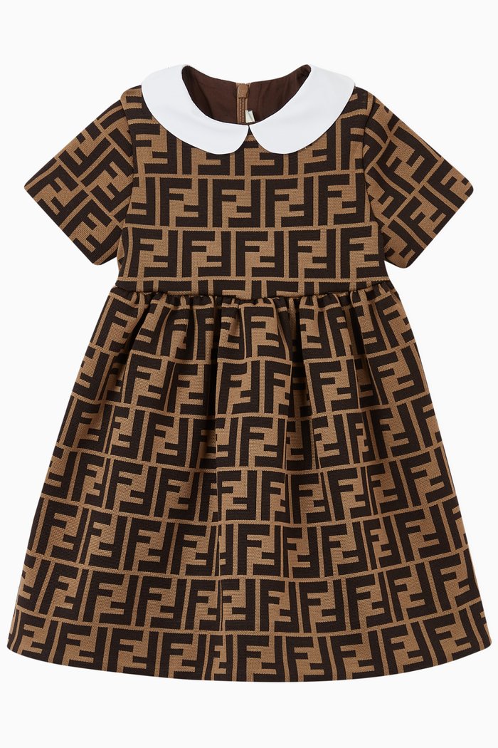 

FF Logo Flared Dress, Brown