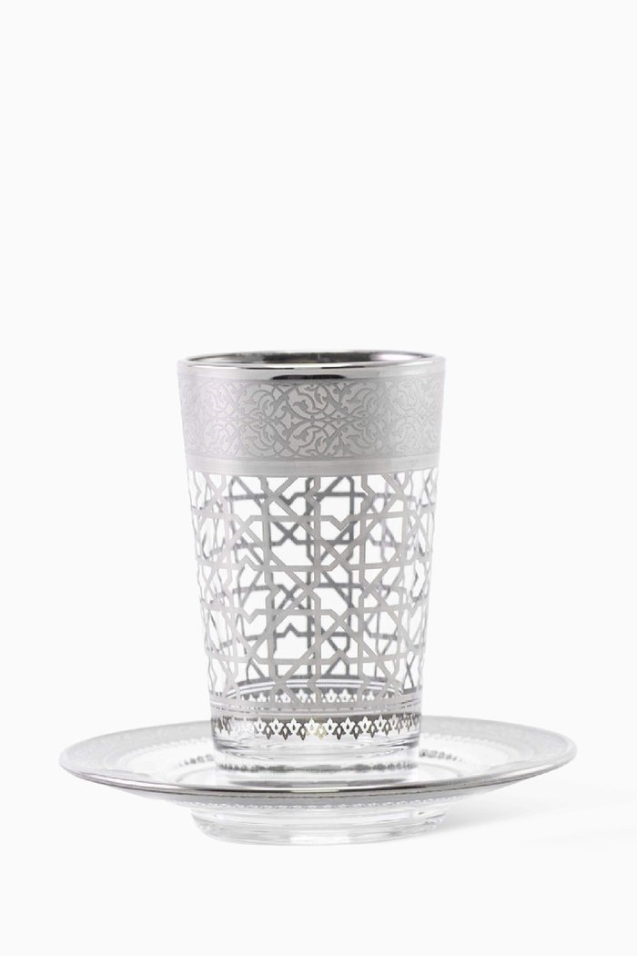

Cordoba Moroccan Tea Cup and Saucer, Set of 12, Silver