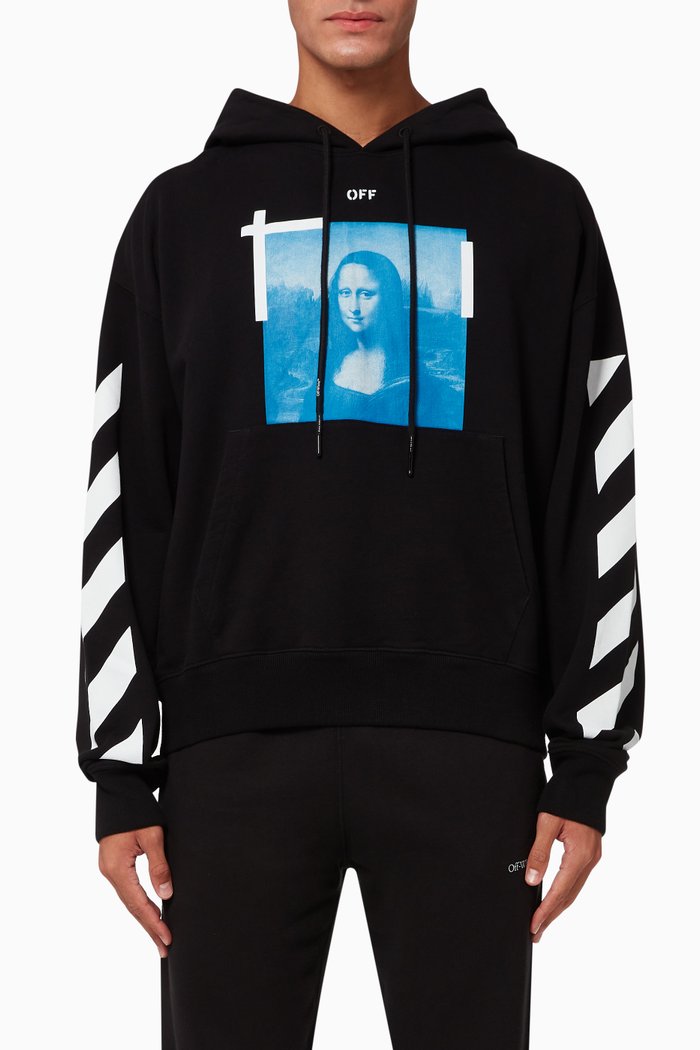 

Mona lisa Oversized Cotton Hoodie, Black