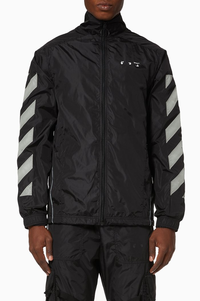 

Diagonal Nylon Track Jacket, Black