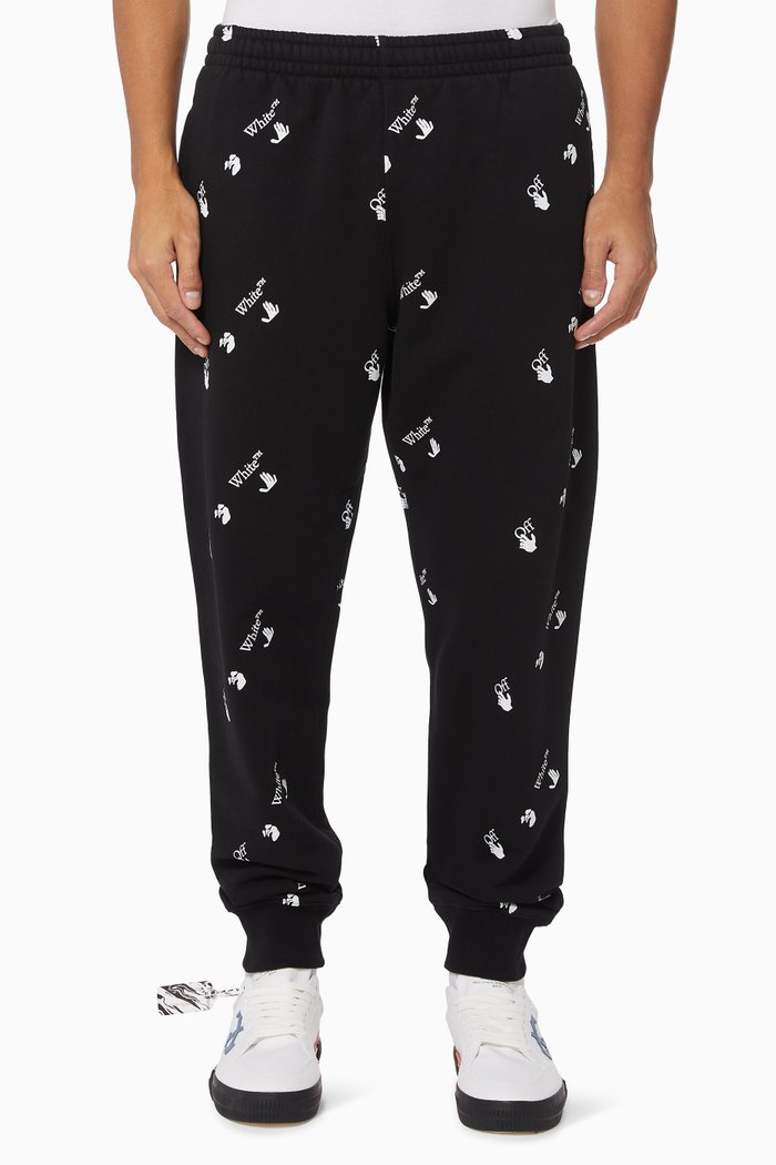 

Allover Big Logo Cotton Cuffed Sweatpants, Black