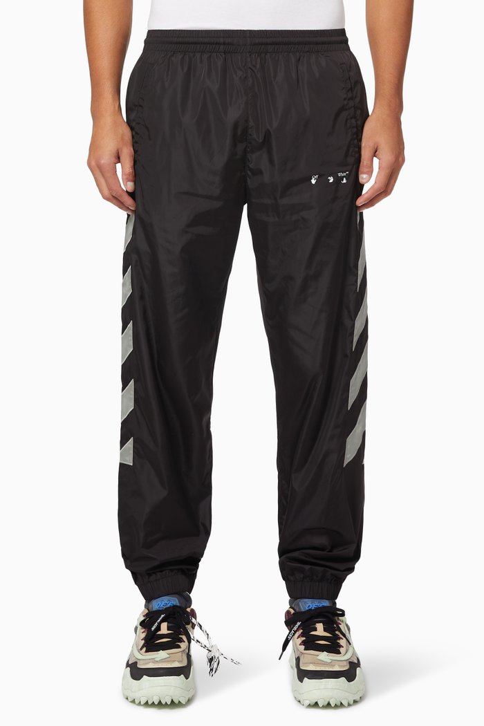 

Diagonal Nylon Track Pants, Black