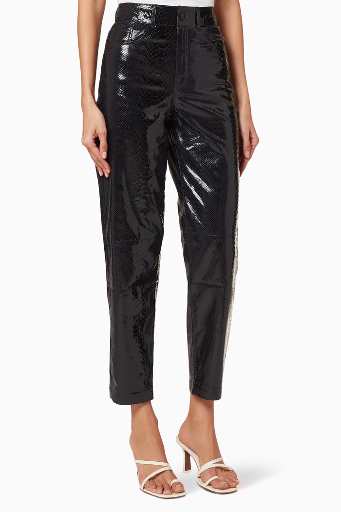 

Elsa Snake Effect Leather Pants, Black