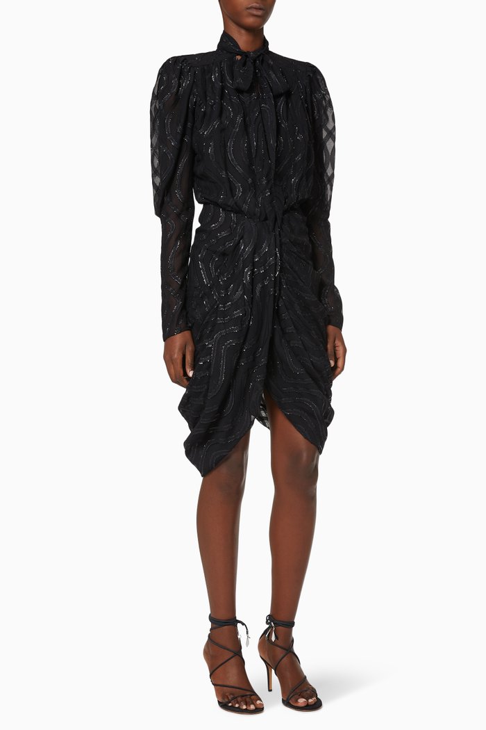 

Atoa Metallic Print Dress, Black