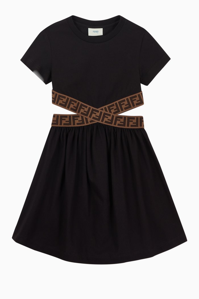 

Monogram Waist Dress in Cotton, Black