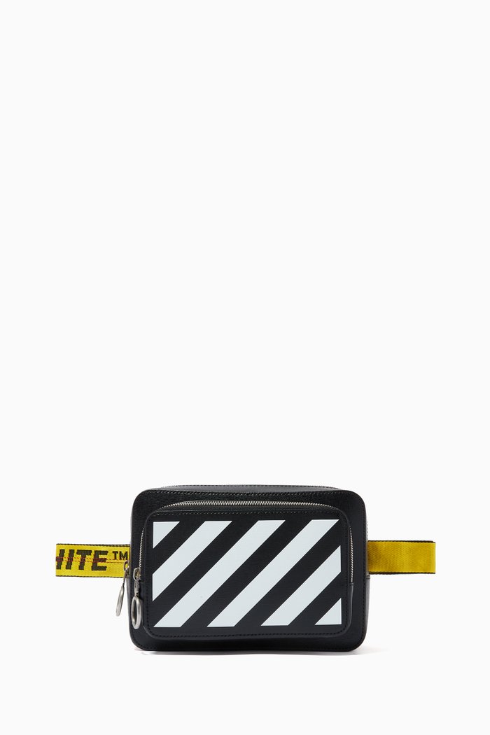

Diagonals Belt Bag in Leather, Black