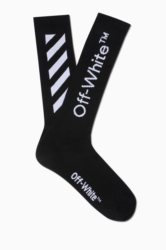 

Diag Mid Length Socks in Cotton, Black