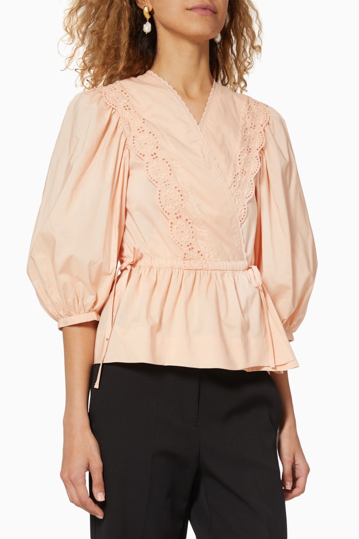

Wrapped Broderie Anglaise Poplin Shirt, Pink