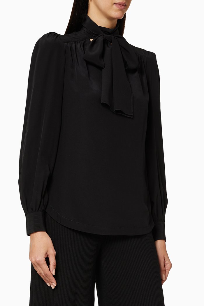 

Necktie Silk Blouse, Black