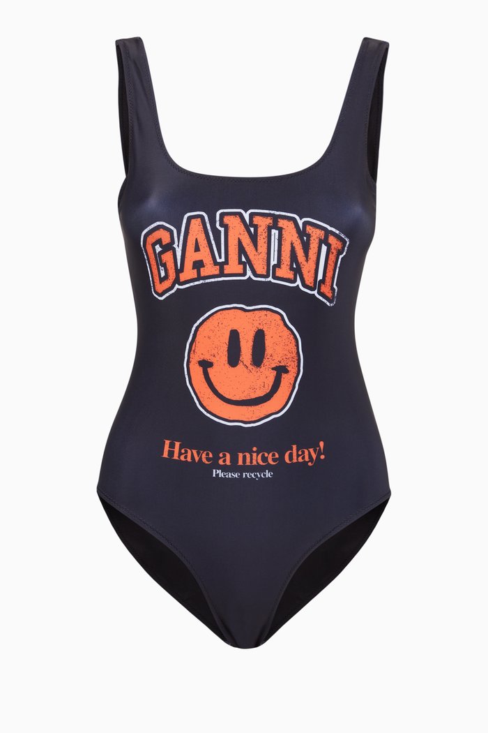 

Placement Print Swimsuit, Black