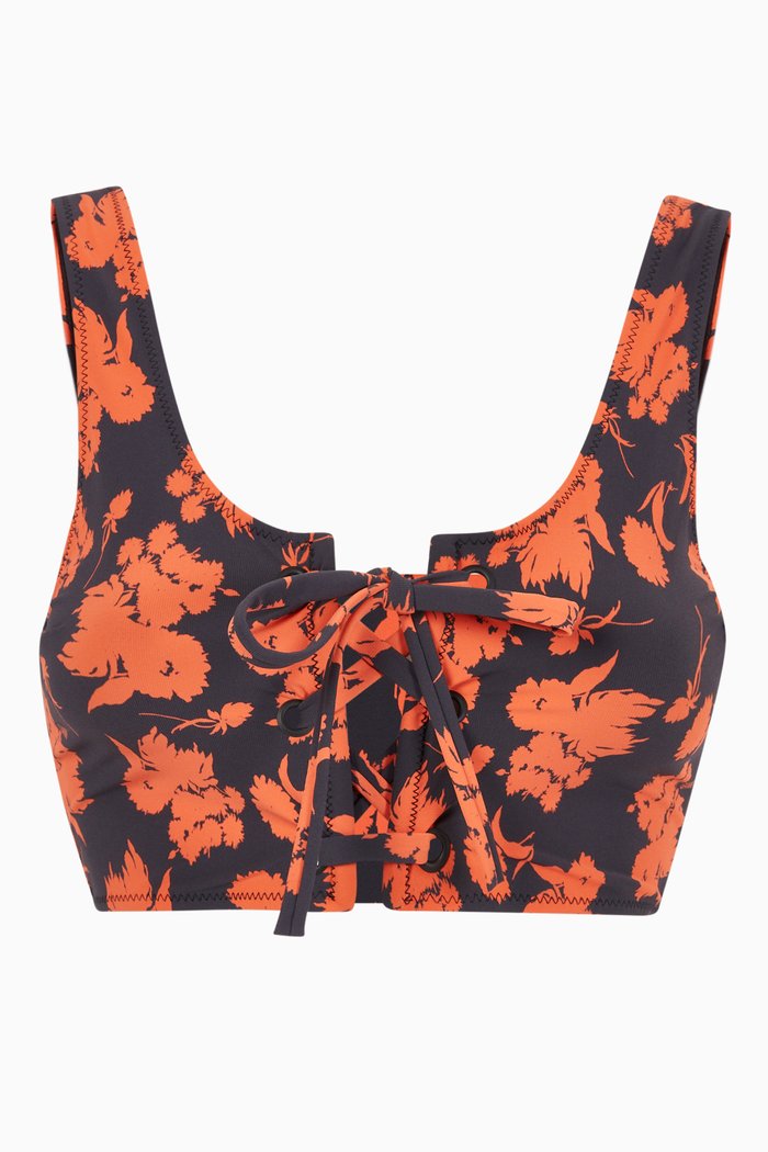 

Recycled Matte Tie-Front Bikini Top, Orange