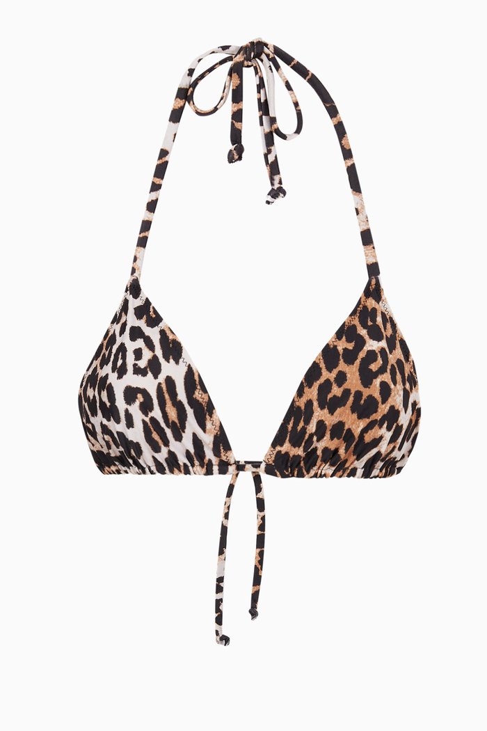 

Recycled Printed Bikini Top, Brown