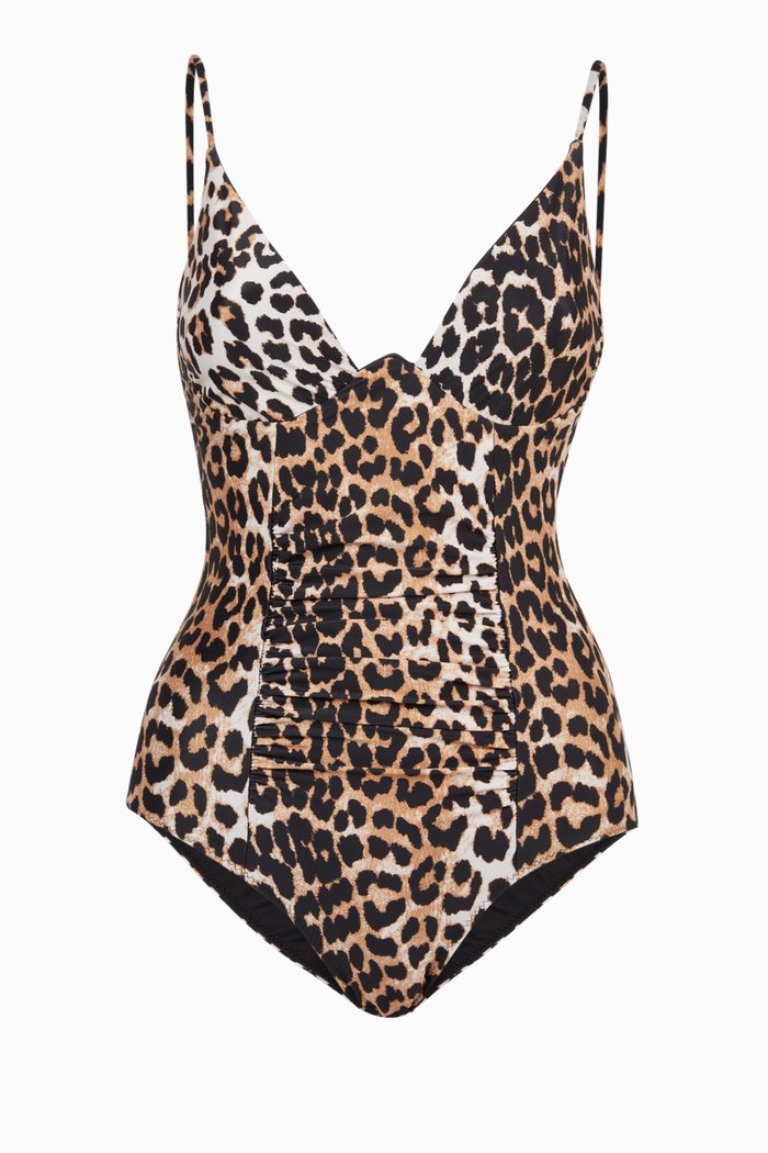

Leopard Print One-piece Swimsuit, Brown