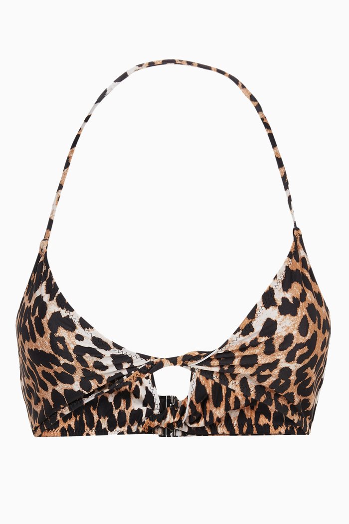 

Leopard Print Bikini Top, Brown