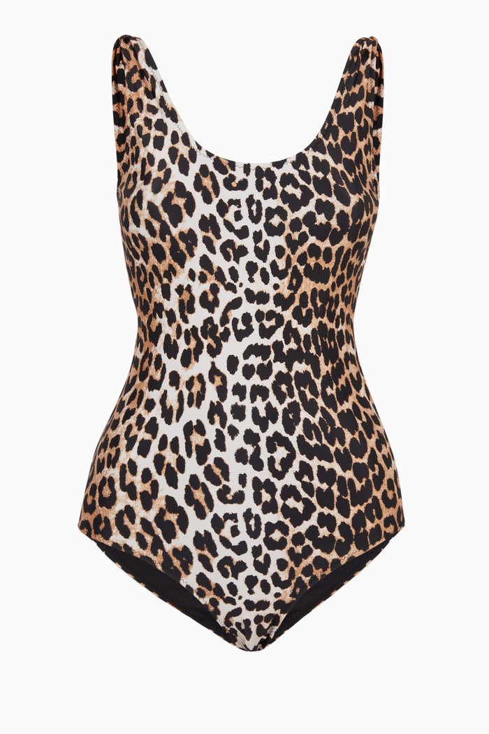 

Leopard Print One-piece Swimsuit, Brown