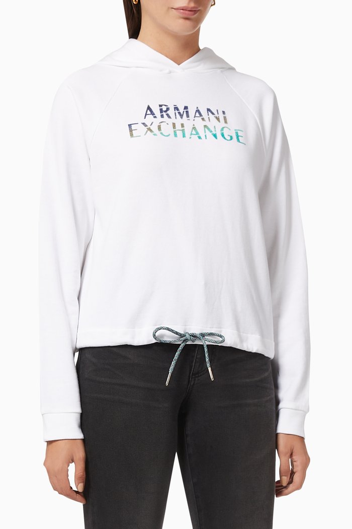 

Hoodie with Glitter Logo in Cotton, White