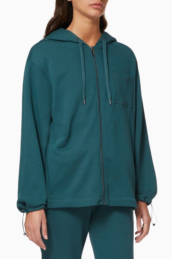 

Neon Logo Jersey Oversized Zip Hoodie, Green
