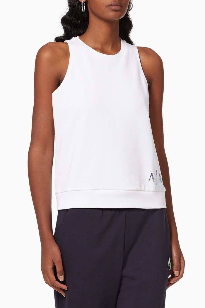 

AX Glitter Logo Top, White