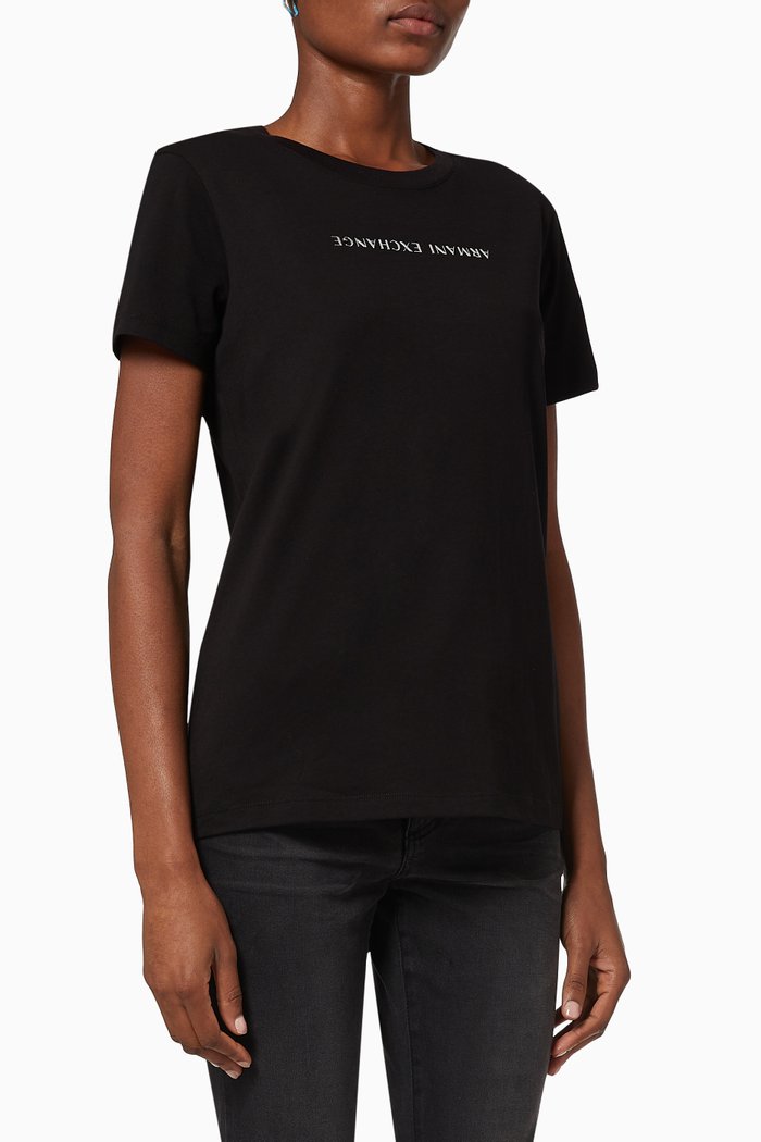 

Reverse Logo Cotton T-shirt, Black