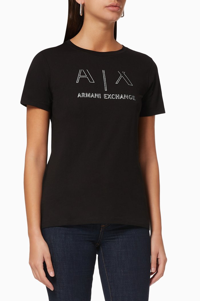 

Large Outline Logo Cotton T-shirt, Black