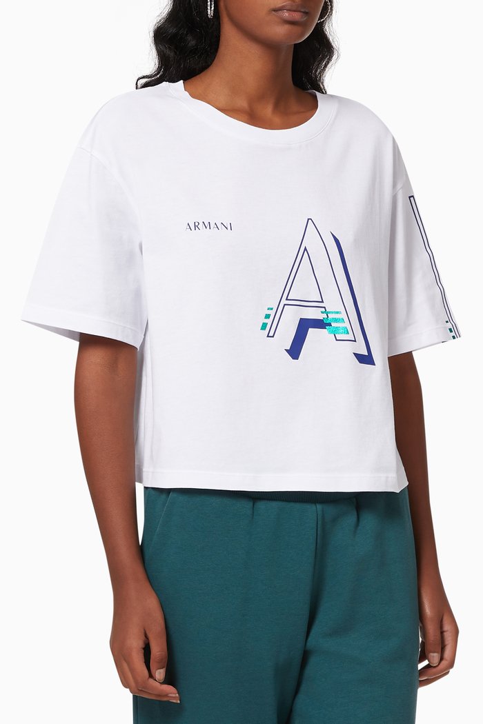 

AX Logo Crop T-shirt, White