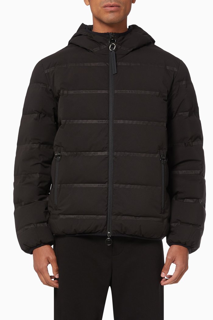 

Tape Logo Down Jacket, Black