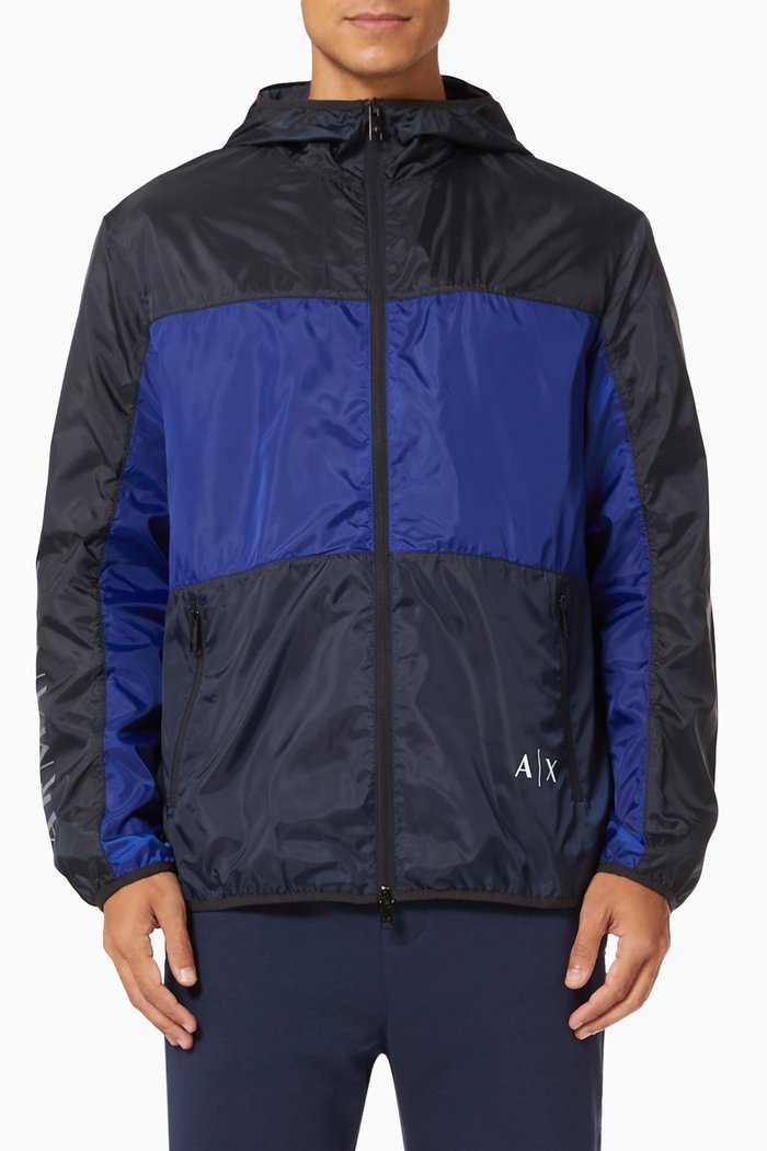 

AX Colour Block Nylon Windbreaker, Blue