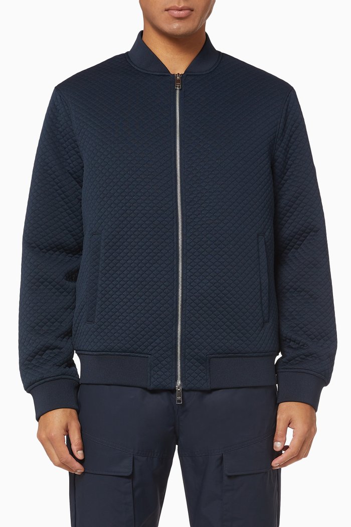 

Quilted Bomber Jacket, Blue