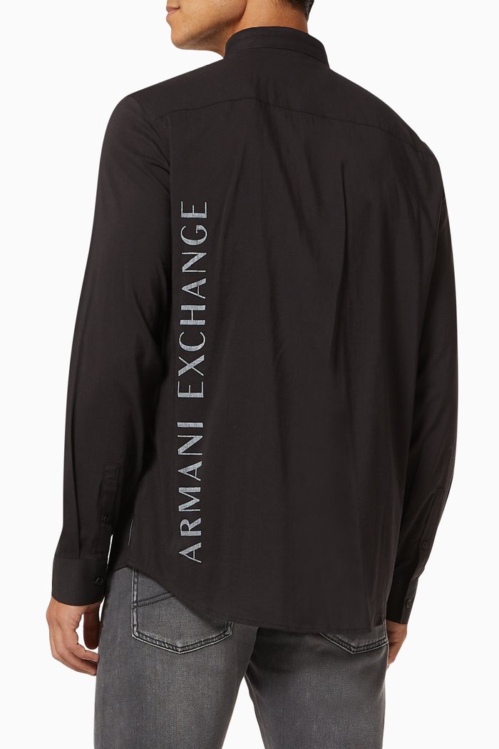 

AX Logo Text Cotton-blend Shirt, Black